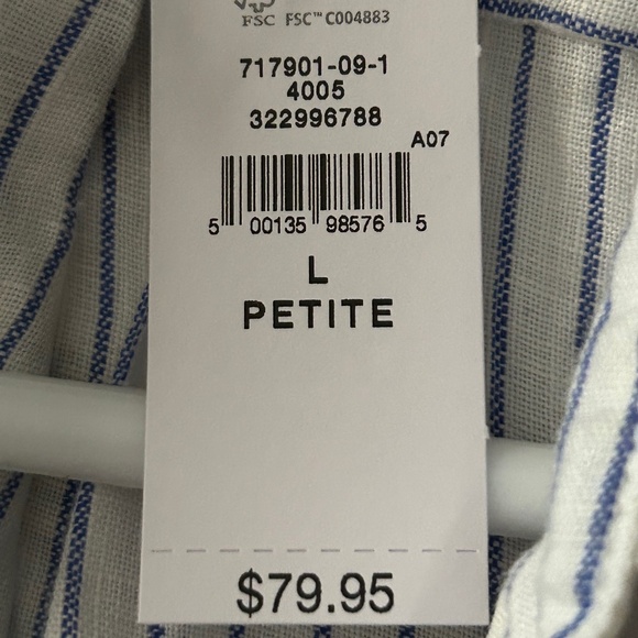 GAP Women's Blue Striped Relaxed Fit Linen Button Up Shirt, Size LP, NWT - Picture 13 of 13